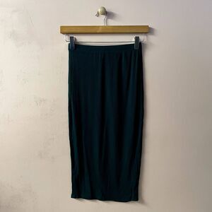Bozzolo Dark Green Ribbed Bodycon Midi Skirt Size S NWT